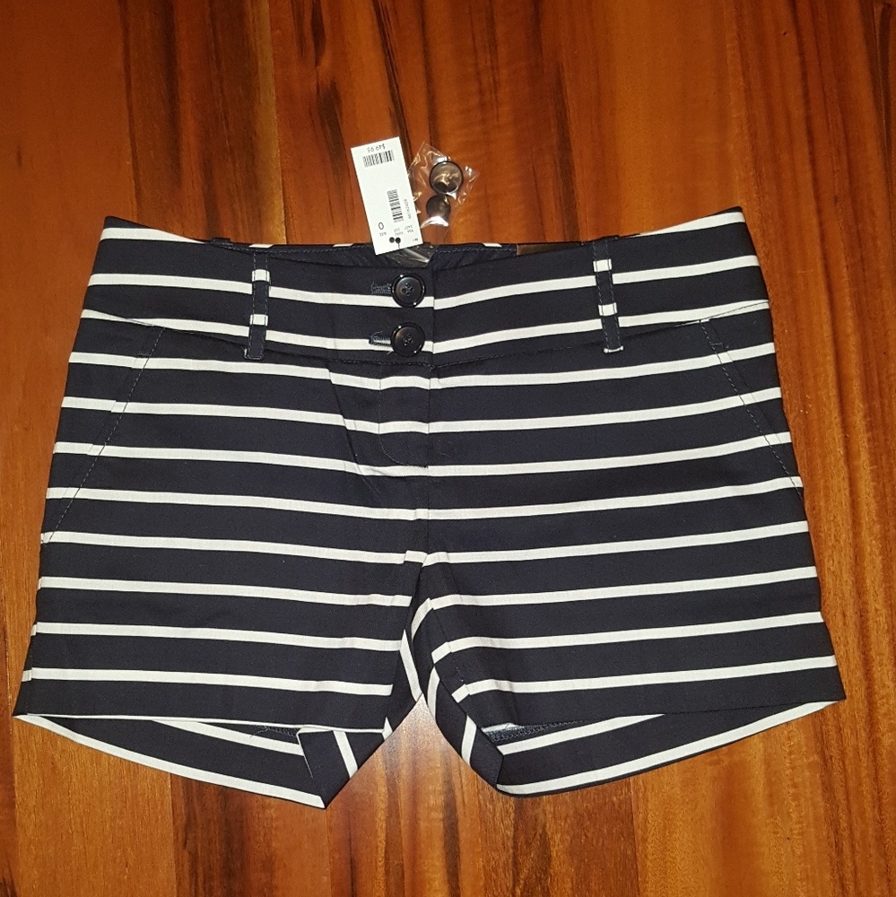 4" inseam navy blue/white shorts